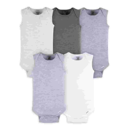 Gerber Baby Boys or Girls Casual Sleeveless Bodysuits, 5-Pack, Sizes 0/3 Months- 24 Months