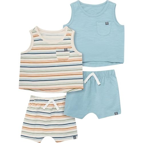 SUMMER 6-9M Boys 4-pack Sleeveless Top & Short Set