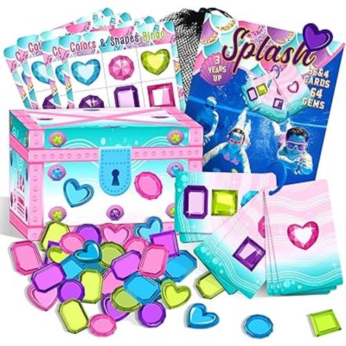 Deling Mermaid Diving Pool Toys - 106 PCS Underwater Scavenger Hunt Games Sets, Perfect Summer Fun Pool Games, Education Toys for Water Bath Swim, Gifts for Girls Ages 4-8-12, Diving Gems