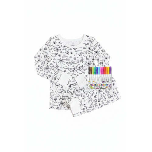 Colorable Two-Piece Pajama Set in Jurassic Playground | Caden Lane