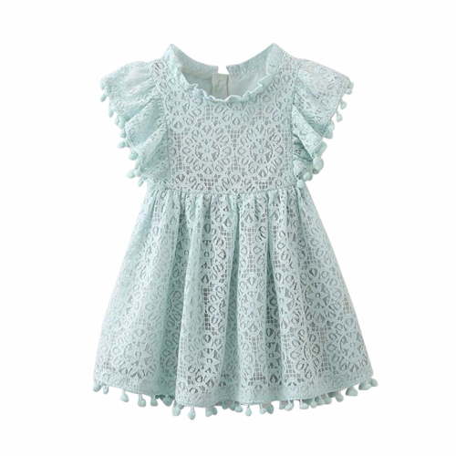 HBYJLZYG Sleeveless Dress For Girls, Kids Baby Flutter Sleeve Floral Embroidered Lace Hollow Princess Dress Clothes 24 Months-5T