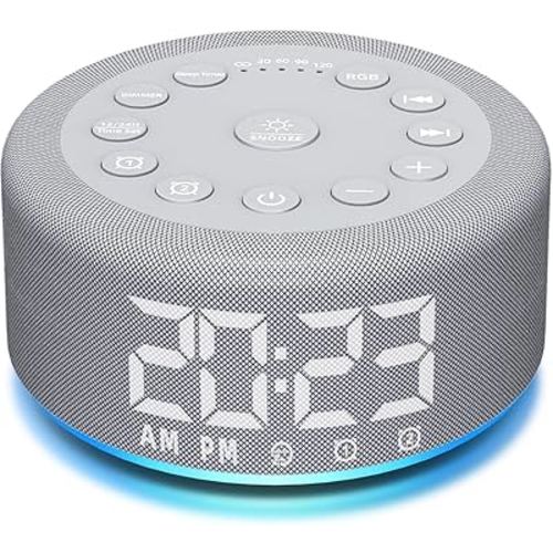 Sound Machine Alarm Clock Brown Noise White Noise Machine Night Light with Dual Alarms Backup Battery 30 Sleeping Sounds for Baby Kids Adults 32 Level Volume 5 Timers 15 Wake Up Sounds Memory Function