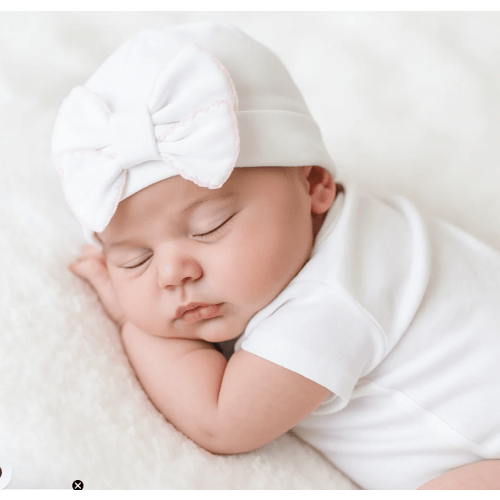 Magnolia Baby Essentials Solid Bow Hat - White Pink