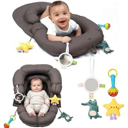 2-in-1 Tummy Time Baby Mat & Seated Support cushion,Tummy Time Cushion