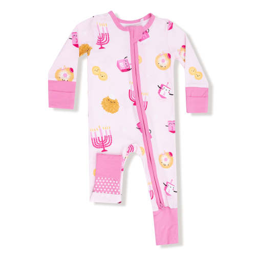 2-Way Zip Romper, Hanukkah Pink
