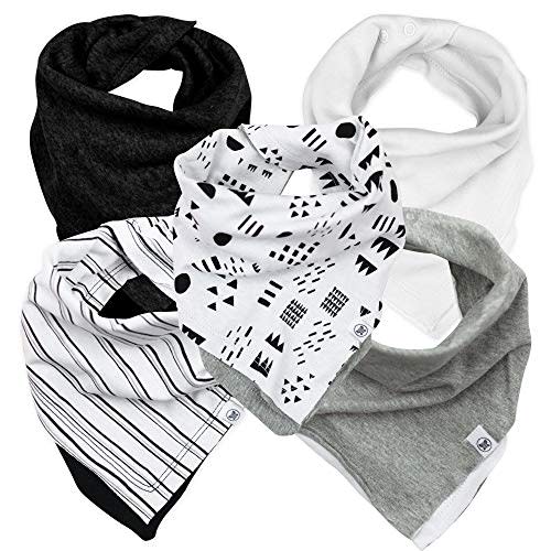 HonestBaby unisex baby Organic Cotton Drool Bib Multi-packs Bandana, 5-pack Pattern Play, One Size US
