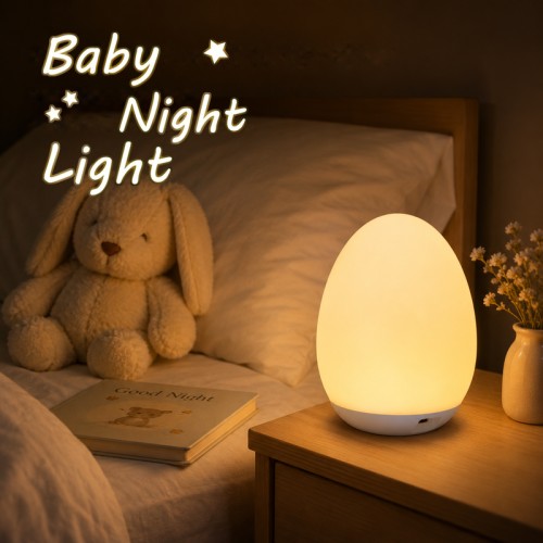Kids RGB Egg Night Light - Rechargeable Touch Control Lamp, 7 RGB Colors | Portable for Baby | Halloween & Christmas Decor Gift | Summervibes Indoor Lighting - TikTok Shop