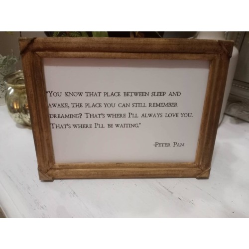 Peter pan framed quote, nursery decor, Peter Pan gift, inspirational quote