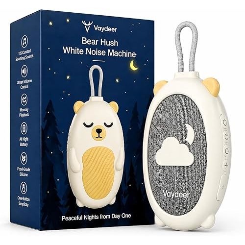 Vaydeer Baby Sound Machine for Sleep, White Noise Machine with 115 Sounds & 4 Modes, for New Moms & Newborns, Baby Sleep Soother, 54 dB Safe,Gift for Mom, Nursery Essentials