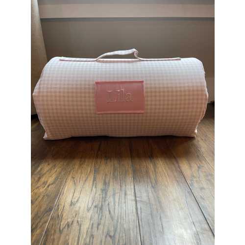 1.5 or 2 inch foam. personalized day care nap mat, kindergarten nap mat, childs, sleep mat, nap mat, pink gingham with pink minky blanket