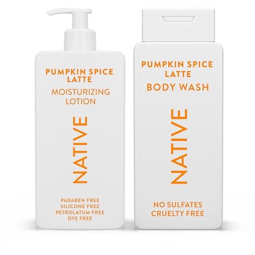 Native Body Wash & Moisturizing Lotion Set – Pumpkin Spice Latte – Naturally Derived Ingredients – Paraben Free – Daily Hydration & Gentle Clean – Personal Care Gift Bundle