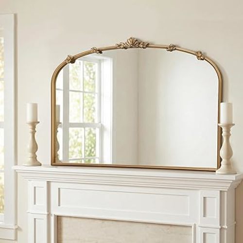 Besdomus Large Vintage Gold Mirror: 40"x29" Antique Vintage Arched Mirror
