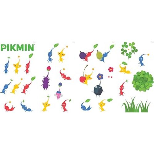 RoomMates Nintendo Pikmin Characters Wall Decals, 4 Sheet Set, Vinyl, Green, Removable Repositionable, No Sticky Residue, for Smooth Surfaces