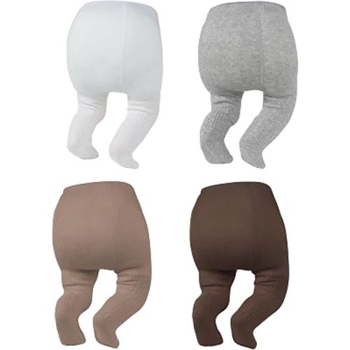 Zando 4 Pack Baby Girl Tights Cable Knit Cotton Winter Stockings 0-12M