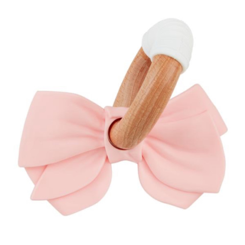 Pink Bow Silicone Ring Teether