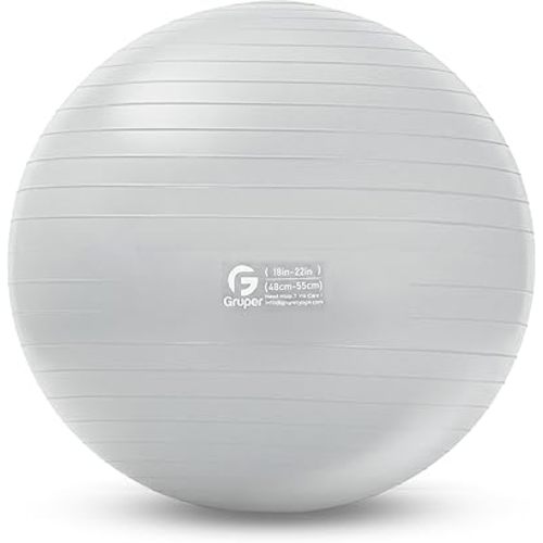 Gruper Yoga Ball and Pilates Ball,4 Sizes Exercise Ball for Fitness, Workout, Pregnancy and Physical Therapy,Quick Pump Included,Great as Yoga Ball Chair for Office or Home Gym Equipment