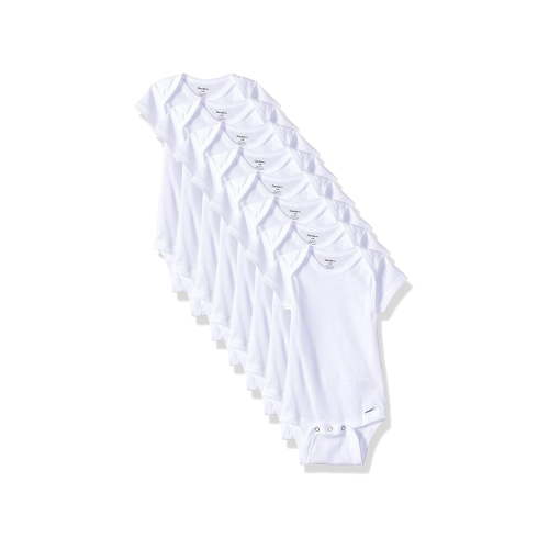 Gerber Baby 8-Pack Cotton Short-Sleeve Onesies Bodysuit, White, 6-9 Months