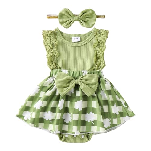 Baby Girl Newborn Lace Romper Dress Sleeveless Summer Outfits 0-12M | Lace Ruffles Romper Dress, Flower Skirt With Bow Headband, Breathable for Summer, Ideal for Daily Wear, Machine Washable