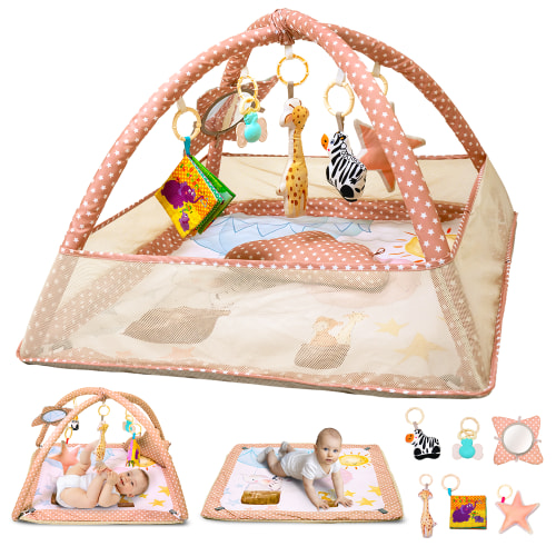 Kidikools 6-in-1 Baby Play Gym Activity Center with Mosquito Net & Sun Canopy  for Babies 0-12 Months