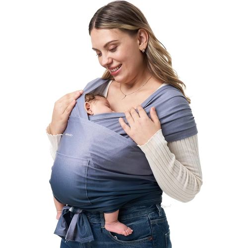Momcozy Baby Wrap Carrier, Ergonomic Infant Slings for Newborn to Toddler 8-35 lbs, Adjustable Baby Wrap for Adult Fits Sizes XXS-XXL, Easy to Wear Baby Carriers, Gradient Blue