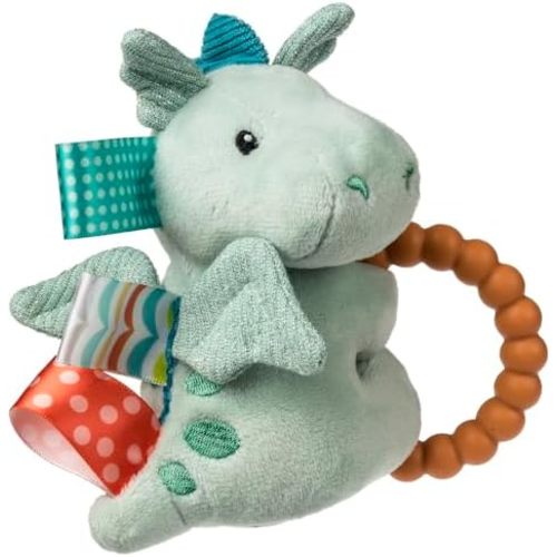 Soft Baby Rattle with Soothing Teether Ring and Sensory Tags, 6-Inches, Drax Dragon