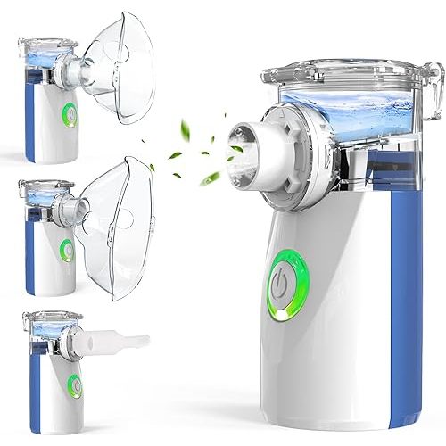 Nebulizer, Nebulizer for Adults & Kids, Portable Nebulizer with 2 Masks & Mouthpiece, Quiet Working, 3 Adjustable Mode, Rechargeable Nebulizer Machine for Travel & Home Use
