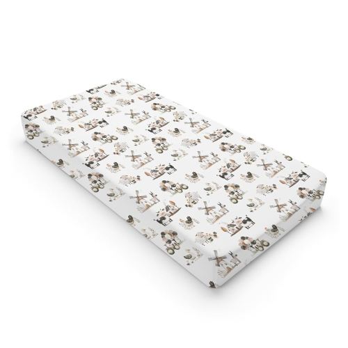 Boho Farm Animals Baby Changing Pad Covers for Boy Girl 32''x16'' Farm Cow Chicken Duck Lamb Donkey Barn Windmill Flower Fitted Diaper Change Table Mats Spring Farm Life Soft Cradle & Bassinet Sheets