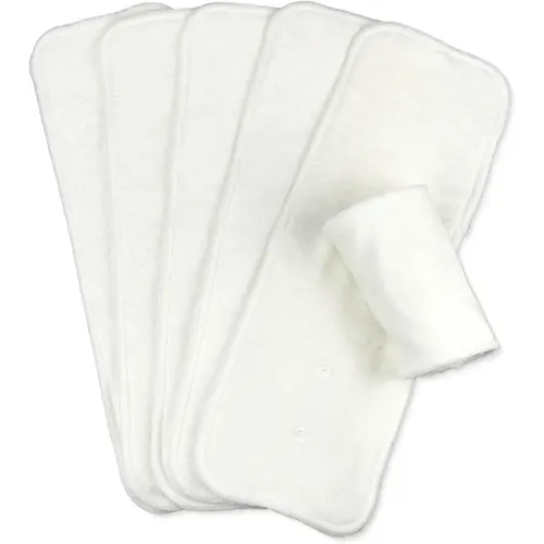 Mama Koala 5-Layer Natural Baby Cloth Diaper Inserts with Snaps, Adjustable and Reusable for Any Baby Cloth Diaper(6 Pack)
