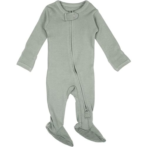 Organic 2-Way Zipper Footie in Seafoam