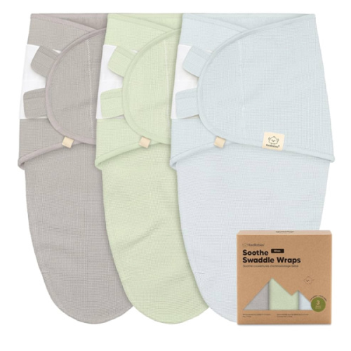 3-Pack Organic Swaddles for Newborns, Baby Sleep Sacks 0-3 Months - Baby Swaddle Wrap, Newborn Wearable Blanket, Infant Sleep Sack for Girls, Boys, Soft & Snug, Large Hook & Loop Closure (Ripple)