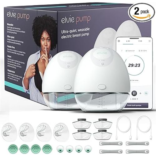 Elvie - Double, Wearable Breast Pump w/App - The Smallest & Quietest - Portable - Hands Free & Discreet - Automated with Four Personalized Settings