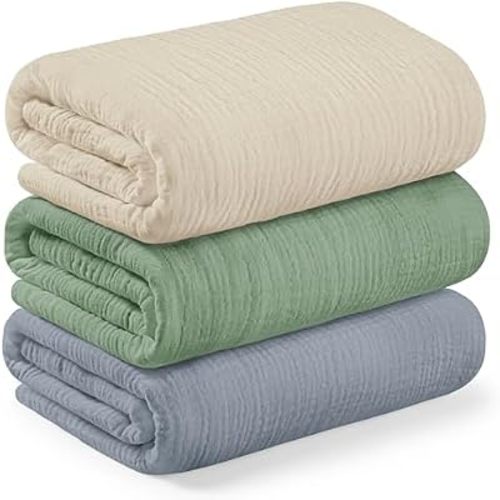 3pk Muslin Swaddle Blankets for Newborns Boys, Girls (Slate, 47x47)