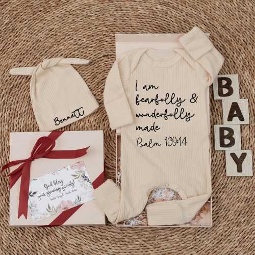 Christian Baby Bodysuit - I Am Fearfully and Wonderfully Made Jesus Romper-Newborn Set- Newborn Clothes-Baby Shower Gift- coming home gift