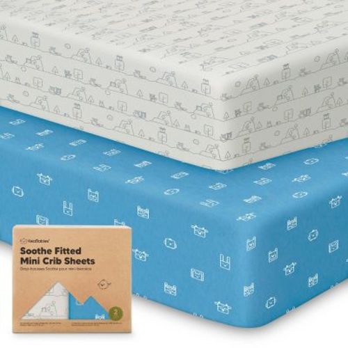 KeaBabies Mini Crib Sheets for Baby Girls, Boys, 2-Pack Soothe Pack and Play Sheets Fitted, Organic Pack N Play Mattress Sheet