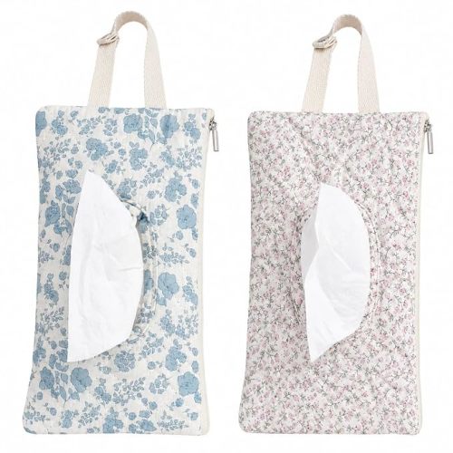 Quilted Baby Wipe Holder Floral Diaper Pouch Portable Quilted Wipes Bag for Car, Stroller (Mixed Floral 1)