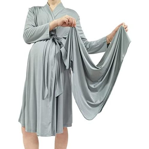 Mommy Robe for Maternity with Matching Swaddle Blanket Girls Boys, Delivery Labor Robe for Hospital Women Dress