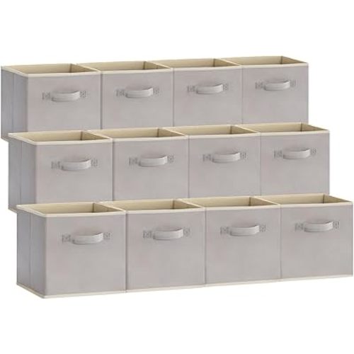 Lifewit Storage Cubes, 11 Inch Organizer Bins, 18L Light Gray, 12 Packs