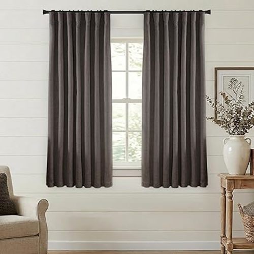PANELSBURG Dark Brown 100% Total Blackout 63 Inch Curtains for Bedroom Living Room Sound Proof Insulated Curtains