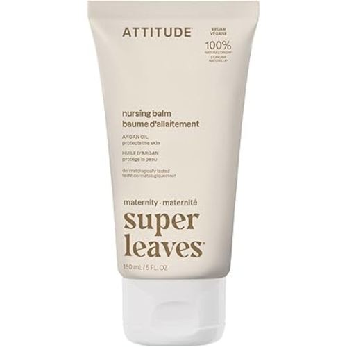 ATTITUDE Nursing Balm Bar, Safe for Nursing, Plant and Mineral-Based Ingredients, Vegan and Cruelty-free Maternity Products, Argan, 5 Fl Oz