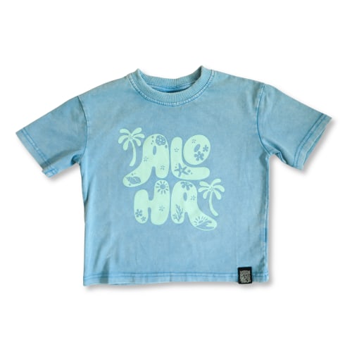 Blue Aloha Oversized Tee