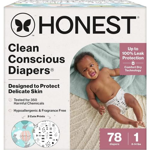 The Honest Company Daytime Diapers, Pattern Play, Size 1, 78 Count