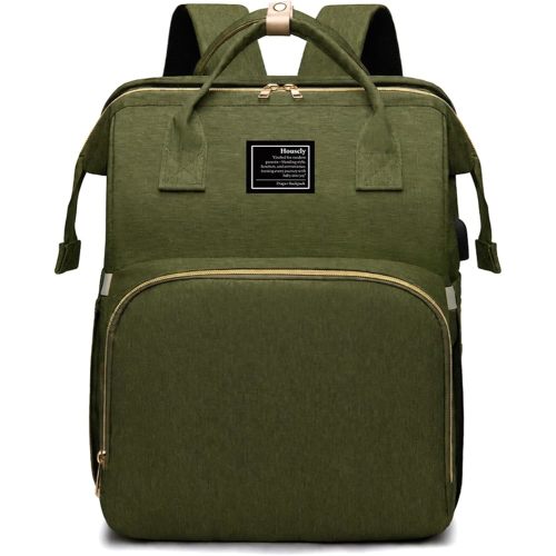 houscly Diaper Bag Backpack with Changing Station: Army Green Baby Bags for Girls Boys New Mom Gifts Pañaleras Para Bebe Baby Girl Newborn Essentials Must Haves Baby Shower Gifts Baby Registry