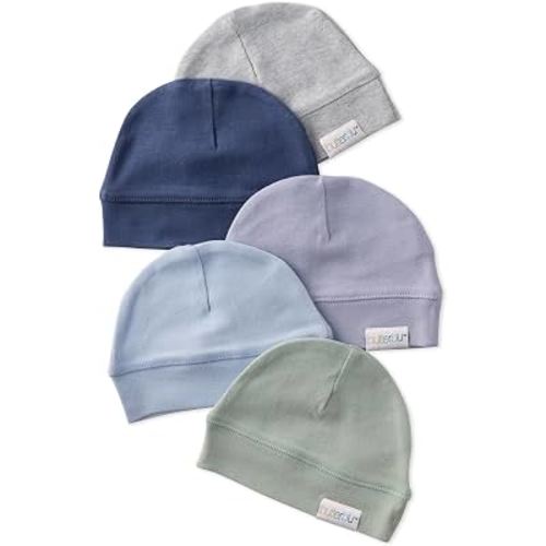 Butterblu Charlie 5-Pack Caps 100% Organic Cotton Beanie Hats | GOTS certified Organic Cotton for Baby Girls, Boys, Unisex, Multicolor Made to Match Caps