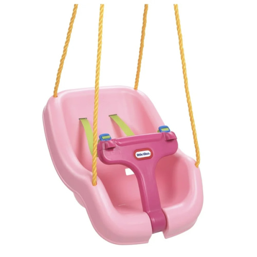 Little Tikes 2-in-1 Snug 'n Secure Swing with High Back and T-Bar, Pink- Infant Baby Toddler Swing, Outdoor Backyard Play Toy for Girls Boys Ages 9 months to 1 2 3 Years Old