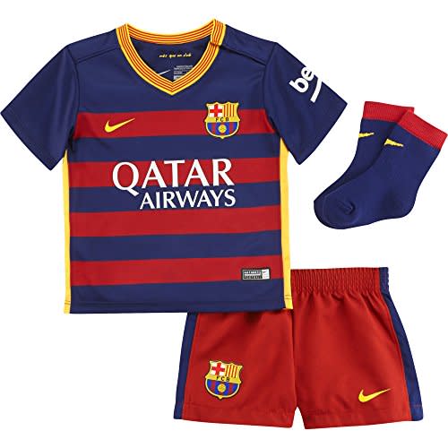 Nike 2015/16 Infant FC Barcelona Home Kit [Loyal Blue] (6-9) | Made from 100% polyester fabric for durability and comfort during wear