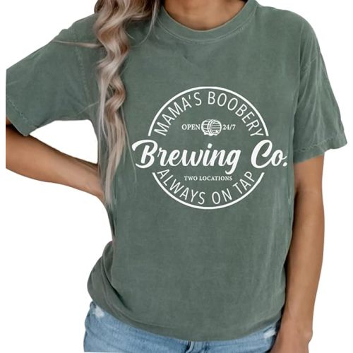 Women Maternity Shirt Comfort Colors Breastfeeding Nursing Friendly Zip Tshirt Mama's Boobery Always On Tap Tops