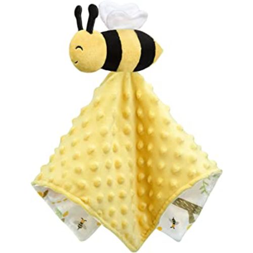 BORITAR Baby Security Blanket Soft Baby Lovey Unisex Lovey Shower Gifts for Newborn Boys and Girls Snuggle Toy Bee Stuffed Animal Yellow 14 Inch
