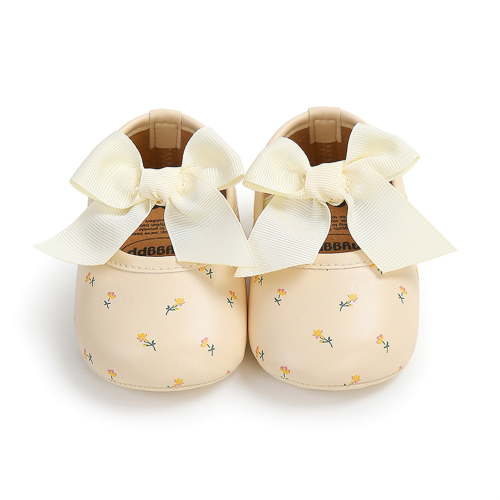 Loliuicca Baby Girls Fall Shoes Floral Bow Non-Slip First Walking Shoes