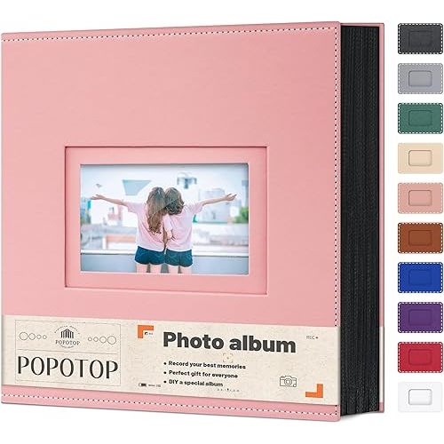 Popotop Photo Album 4x6 800 Pockets with Leather Hardcover Cover, Large Photo Album Binder Book with 80Pcs Pages for Family Travel Wedding Baby Gifts