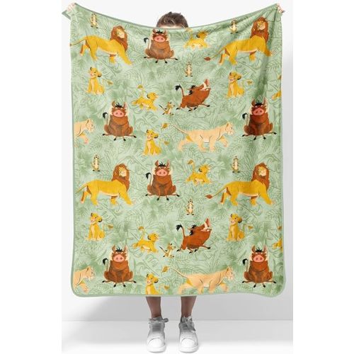 Jay Franco Disney Lion King Plush Throw Blanket - Measures 40 x 50 Inches - Super Soft Lightweight Fleece Safari Animals Bedding with Simba